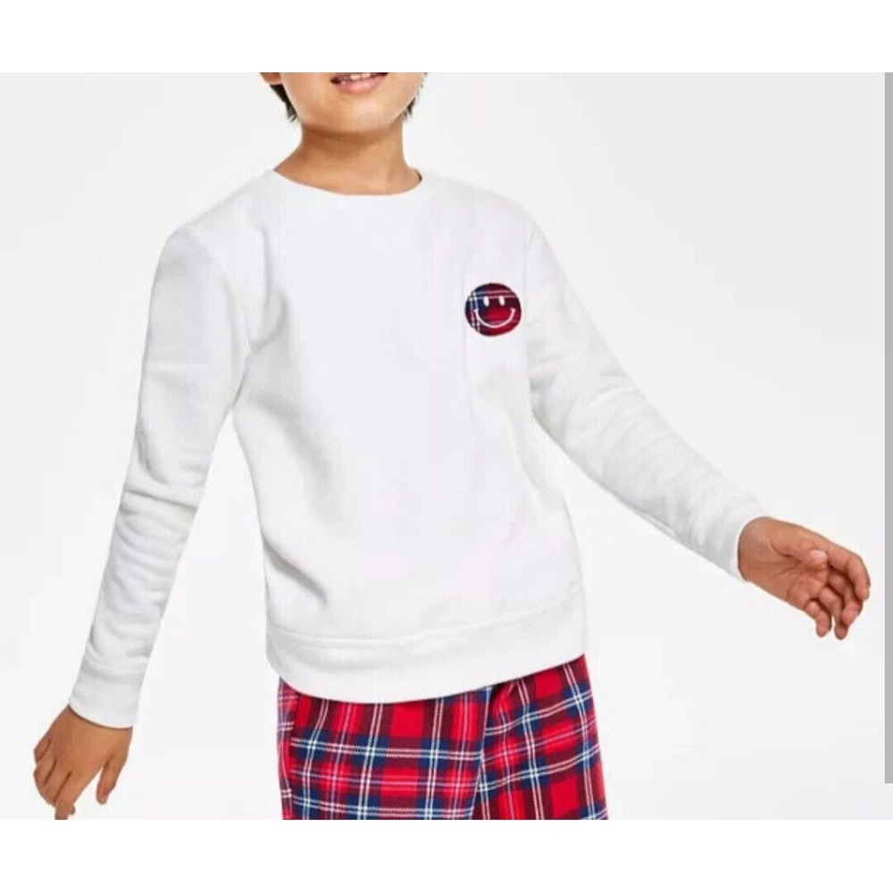 Charter Club Sweatshirt Kids Size 2T-3T‎ White Crewneck Top Smile Face Emblem